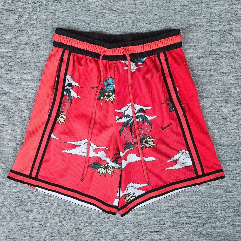 Nike Sportswear DNA Floral Shorts Red Black Basketball DM8780-631 Mens Sz Medium